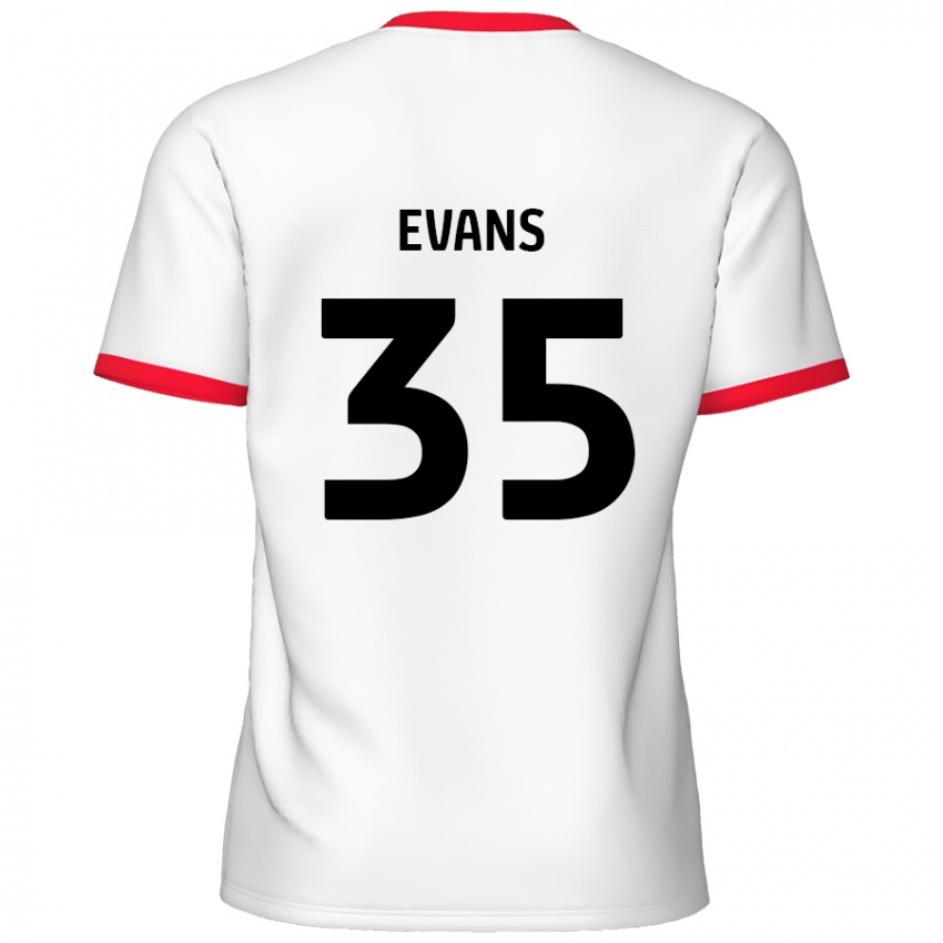 Niño Camiseta Makise Evans #35 Blanco Rojo 1ª Equipación 2024/25 La Camisa