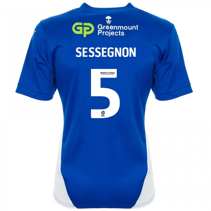 Niño Camiseta Steven Sessegnon #5 Azul Blanco 1ª Equipación 2024/25 La Camisa