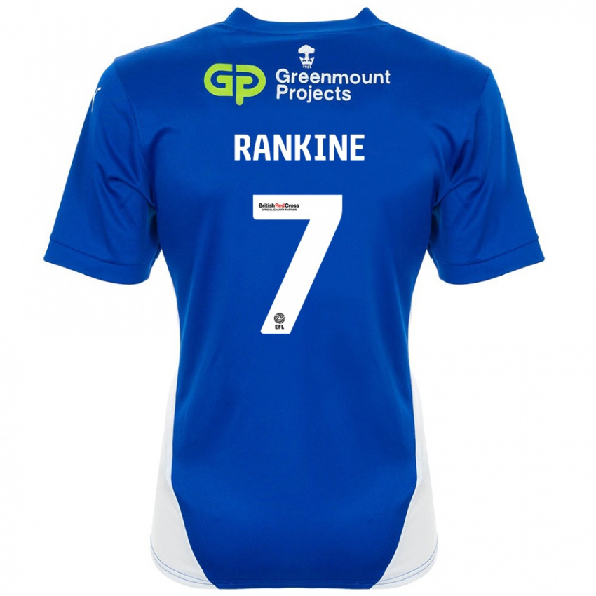 Niño Camiseta Dion Rankine #7 Azul Blanco 1ª Equipación 2024/25 La Camisa