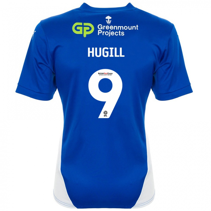 Niño Camiseta Joe Hugill #9 Azul Blanco 1ª Equipación 2024/25 La Camisa