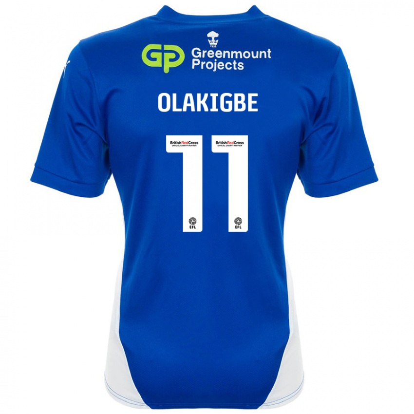 Niño Camiseta Michael Olakigbe #11 Azul Blanco 1ª Equipación 2024/25 La Camisa