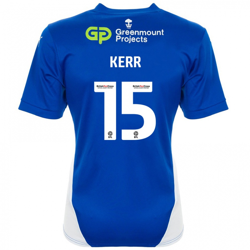 Niño Camiseta Jason Kerr #15 Azul Blanco 1ª Equipación 2024/25 La Camisa