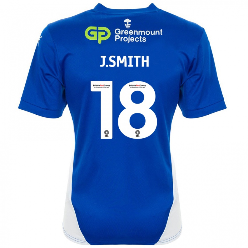 Niño Camiseta Jonny Smith #18 Azul Blanco 1ª Equipación 2024/25 La Camisa