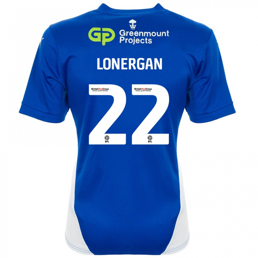 Niño Camiseta Andy Lonergan #22 Azul Blanco 1ª Equipación 2024/25 La Camisa