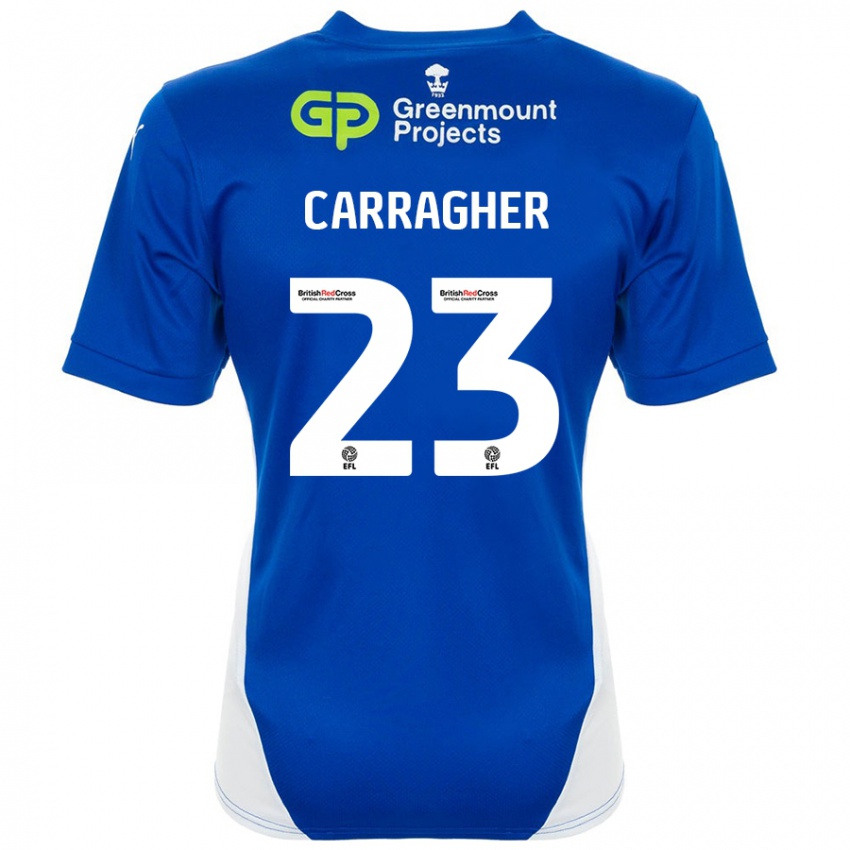 Niño Camiseta James Carragher #23 Azul Blanco 1ª Equipación 2024/25 La Camisa