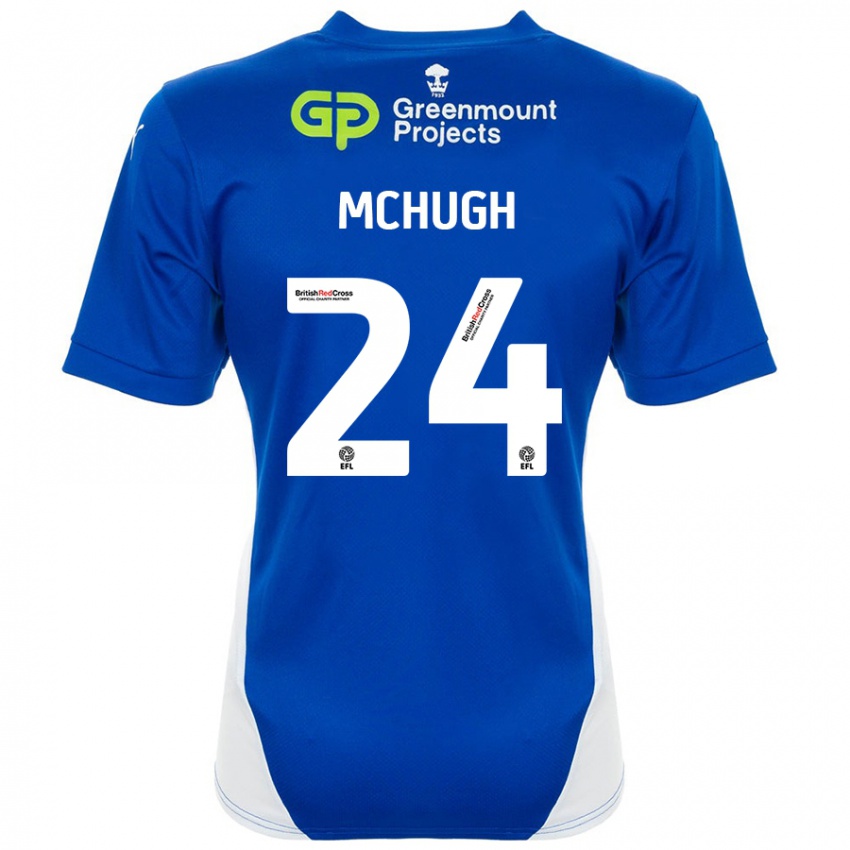 Niño Camiseta Harry Mchugh #24 Azul Blanco 1ª Equipación 2024/25 La Camisa