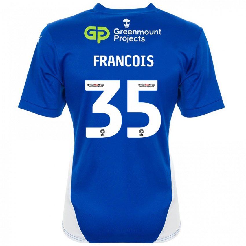 Niño Camiseta Tyrese Francois #35 Azul Blanco 1ª Equipación 2024/25 La Camisa