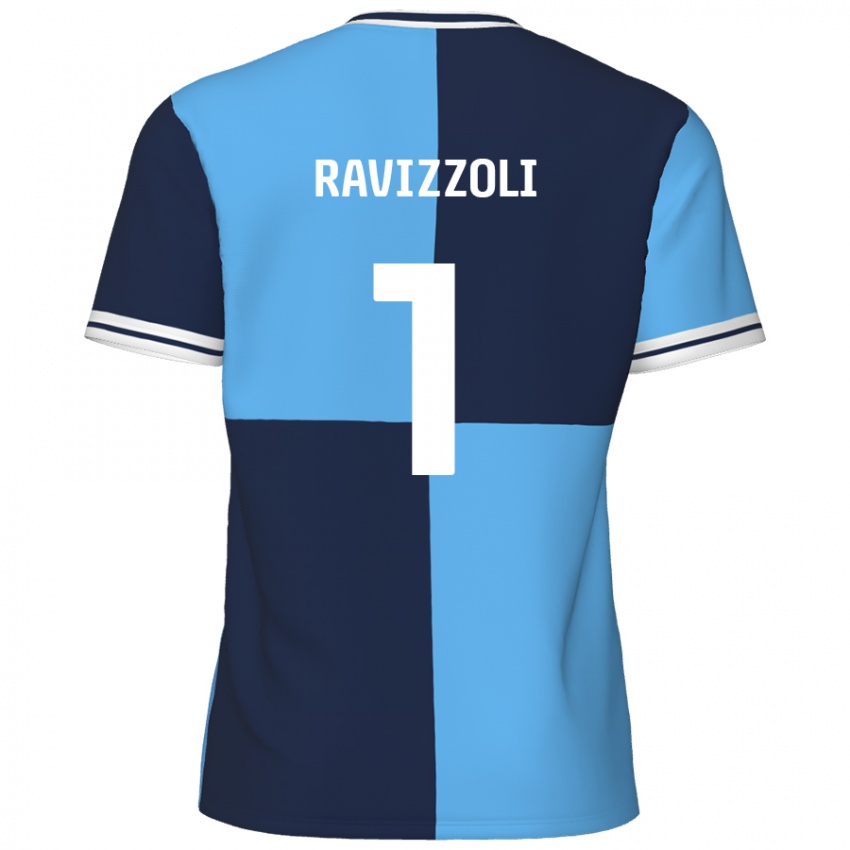 Niño Camiseta Franco Ravizzoli #1 Azul Cielo Azul Oscuro 1ª Equipación 2024/25 La Camisa