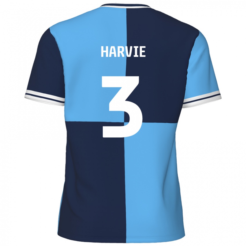 Niño Camiseta Daniel Harvie #3 Azul Cielo Azul Oscuro 1ª Equipación 2024/25 La Camisa