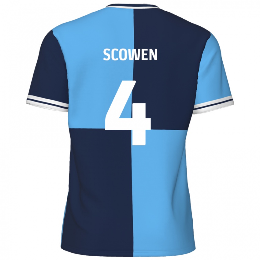 Niño Camiseta Josh Scowen #4 Azul Cielo Azul Oscuro 1ª Equipación 2024/25 La Camisa