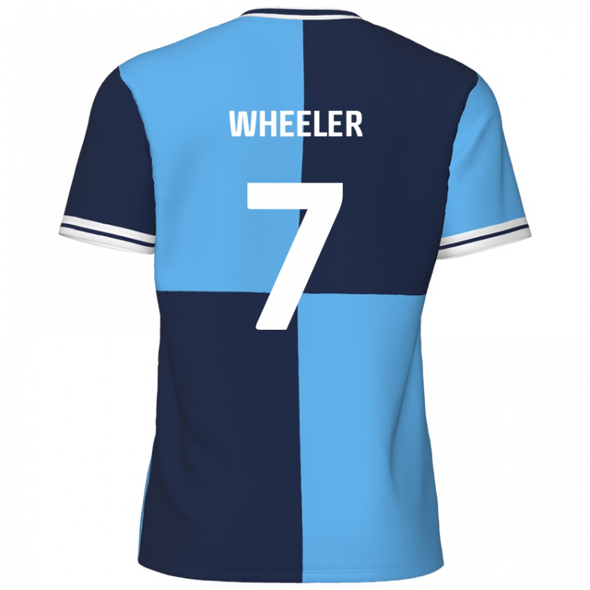 Niño Camiseta David Wheeler #7 Azul Cielo Azul Oscuro 1ª Equipación 2024/25 La Camisa