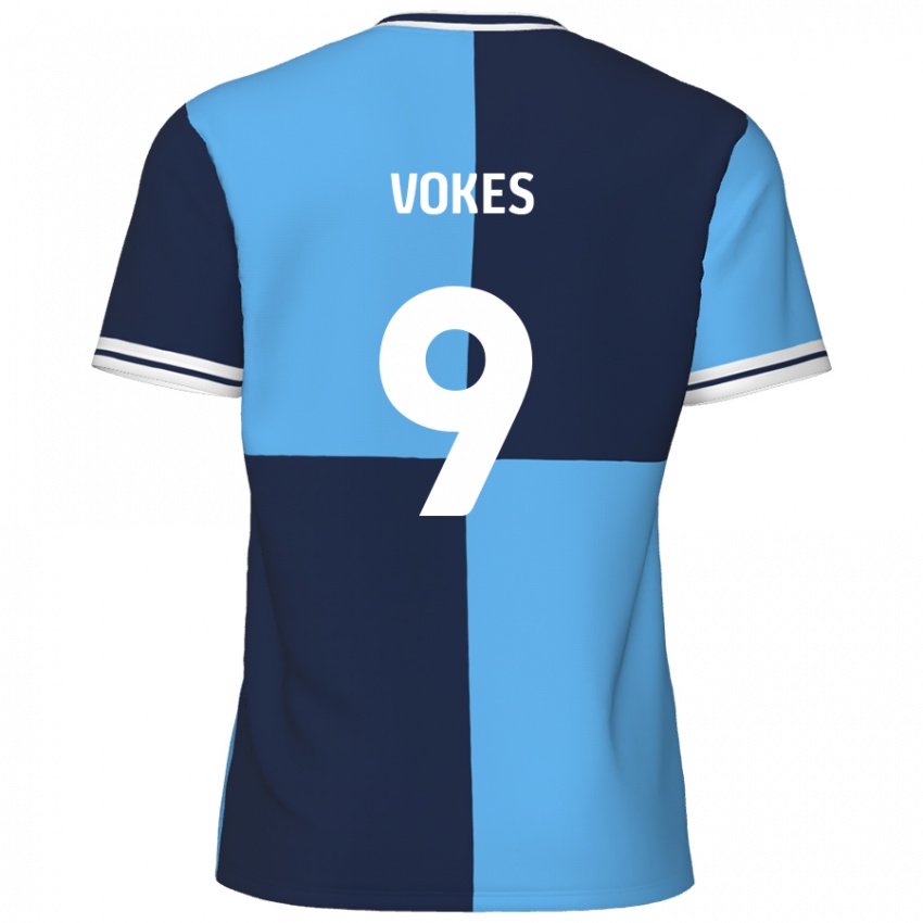 Niño Camiseta Sam Vokes #9 Azul Cielo Azul Oscuro 1ª Equipación 2024/25 La Camisa