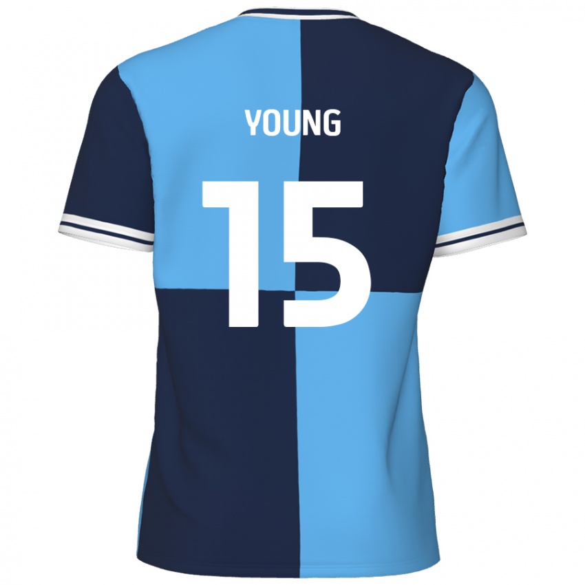 Niño Camiseta Jack Young #15 Azul Cielo Azul Oscuro 1ª Equipación 2024/25 La Camisa