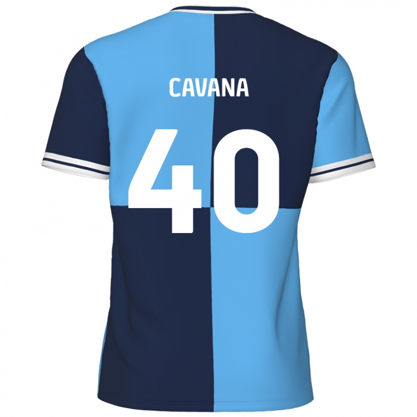 Niño Camiseta Max Cavana #40 Azul Cielo Azul Oscuro 1ª Equipación 2024/25 La Camisa