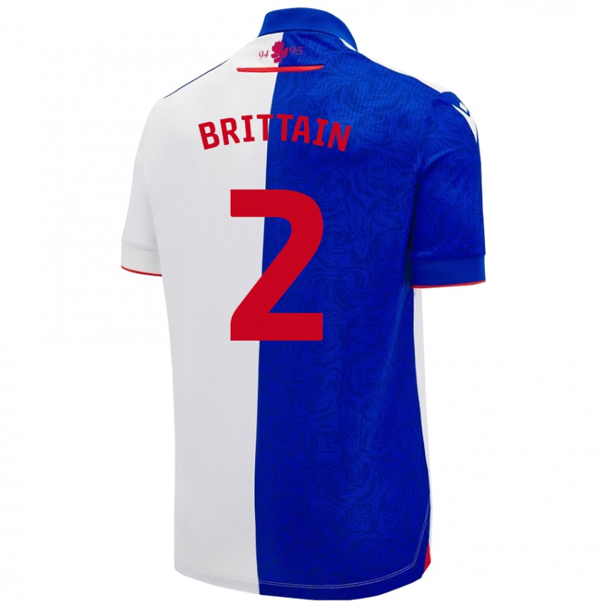 Niño Camiseta Callum Brittain #2 Azul Cielo Blanco 1ª Equipación 2024/25 La Camisa