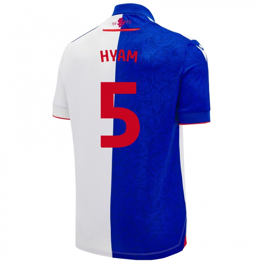 Niño Camiseta Dominic Hyam #5 Azul Cielo Blanco 1ª Equipación 2024/25 La Camisa