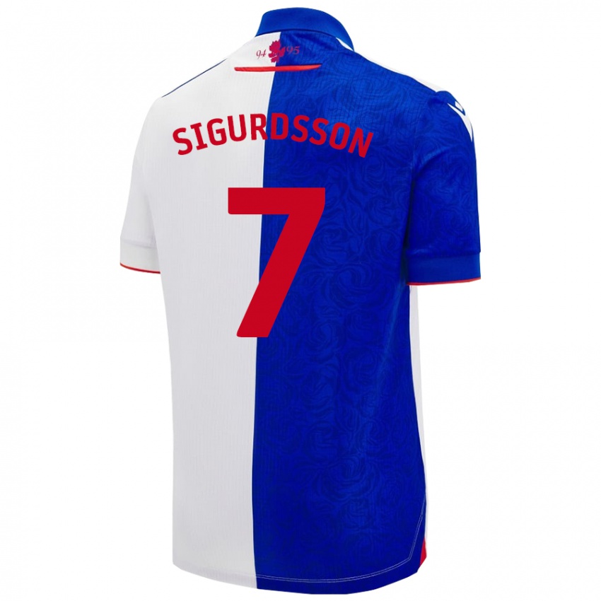 Niño Camiseta Arnór Sigurdsson #7 Azul Cielo Blanco 1ª Equipación 2024/25 La Camisa