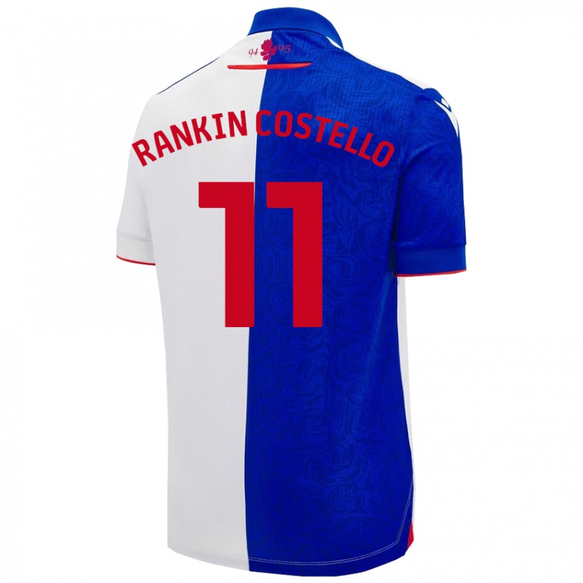 Niño Camiseta Joe Rankin-Costello #11 Azul Cielo Blanco 1ª Equipación 2024/25 La Camisa