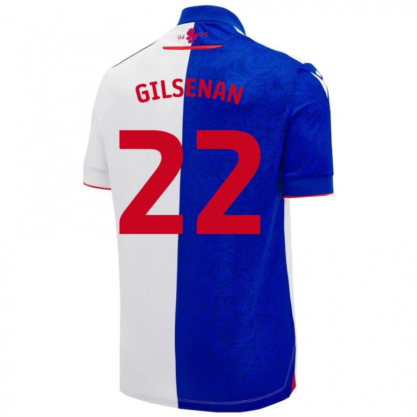 Niño Camiseta Zak Gilsenan #22 Azul Cielo Blanco 1ª Equipación 2024/25 La Camisa