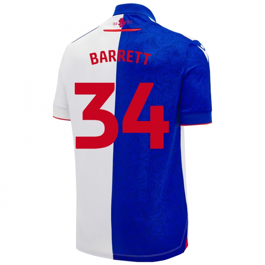 Niño Camiseta Jack Barrett #34 Azul Cielo Blanco 1ª Equipación 2024/25 La Camisa