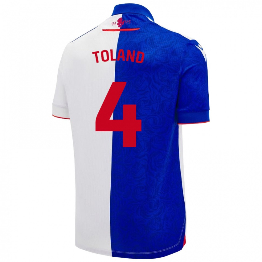 Niño Camiseta Tyler Toland #4 Azul Cielo Blanco 1ª Equipación 2024/25 La Camisa