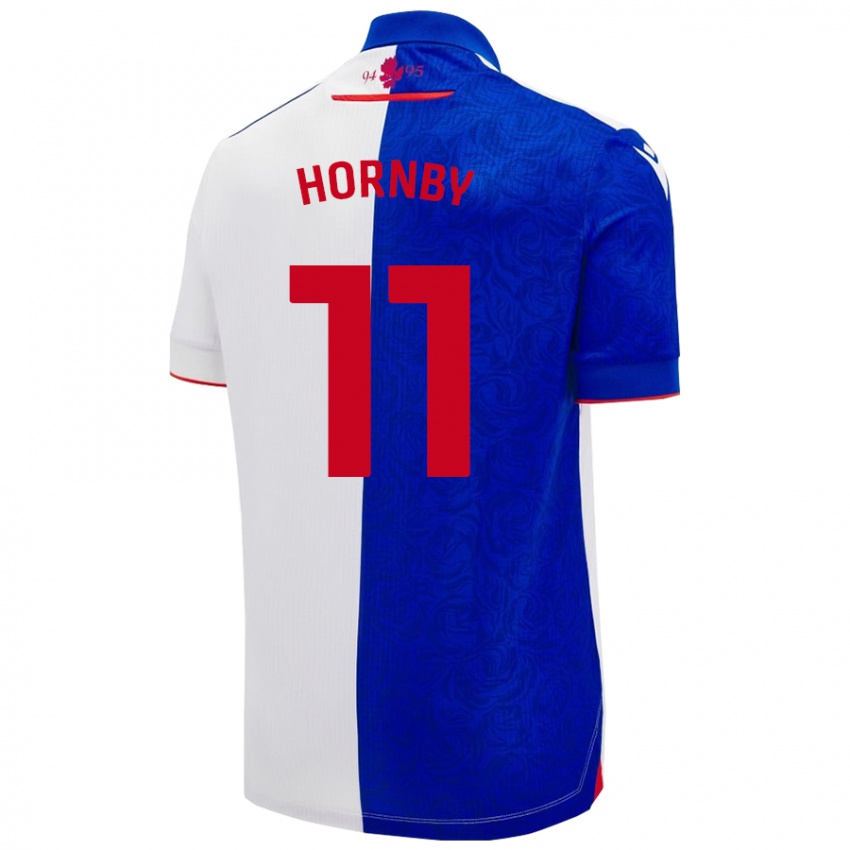 Niño Camiseta Megan Hornby #11 Azul Cielo Blanco 1ª Equipación 2024/25 La Camisa