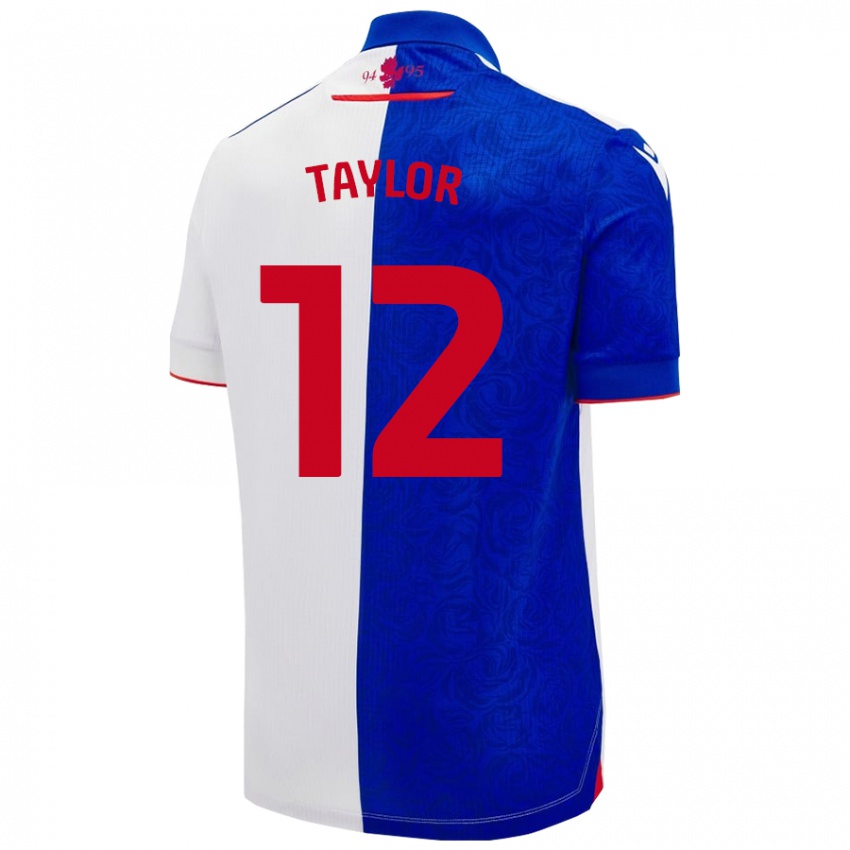 Niño Camiseta Emma Taylor #12 Azul Cielo Blanco 1ª Equipación 2024/25 La Camisa