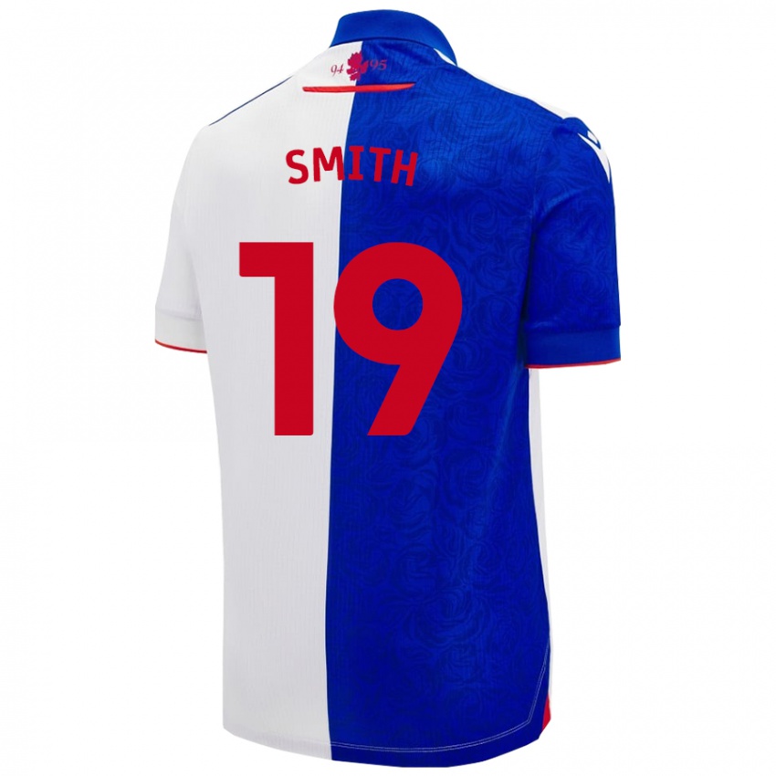 Niño Camiseta Evie Smith #19 Azul Cielo Blanco 1ª Equipación 2024/25 La Camisa