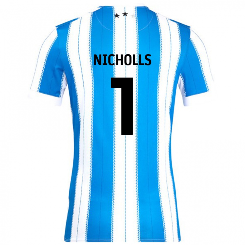 Niño Camiseta Lee Nicholls #1 Azul Blanco 1ª Equipación 2024/25 La Camisa