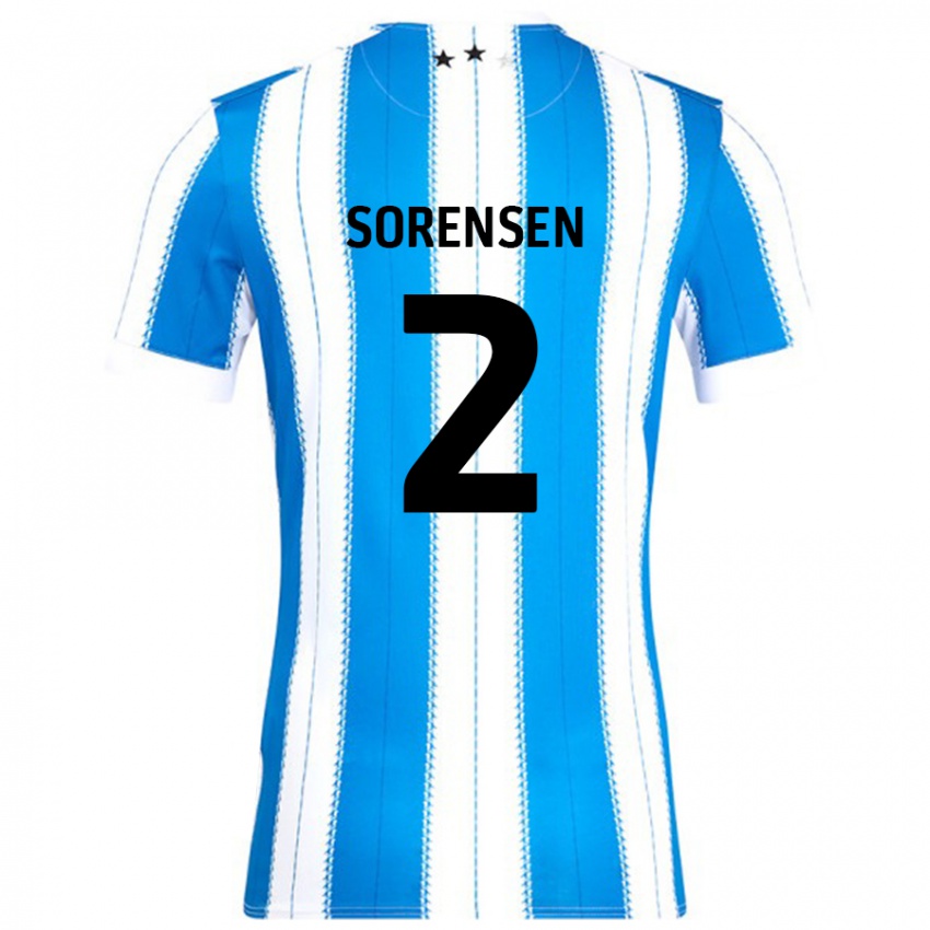 Niño Camiseta Lasse Sörensen #2 Azul Blanco 1ª Equipación 2024/25 La Camisa