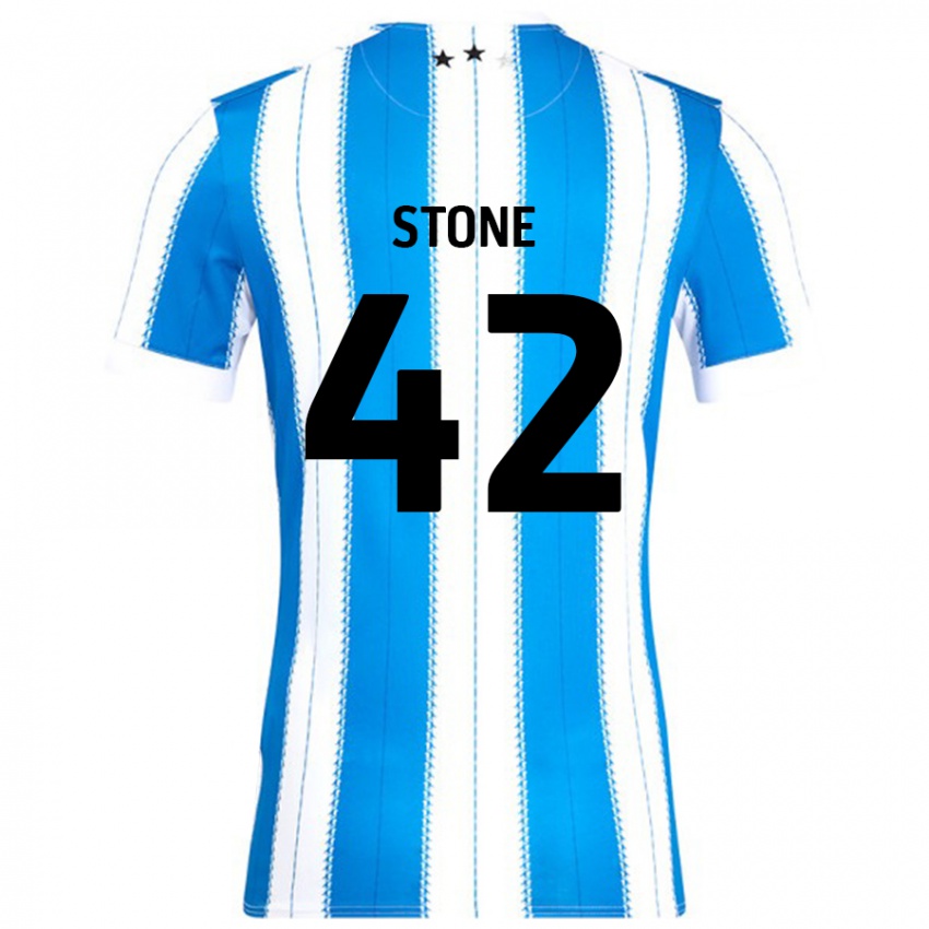 Niño Camiseta Michael Stone #42 Azul Blanco 1ª Equipación 2024/25 La Camisa