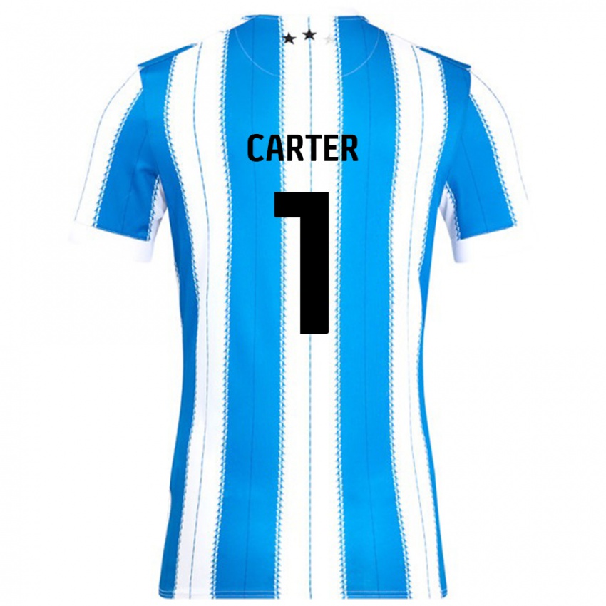 Niño Camiseta Laura Carter #1 Azul Blanco 1ª Equipación 2024/25 La Camisa