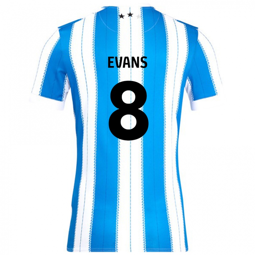 Niño Camiseta Charley Evans #8 Azul Blanco 1ª Equipación 2024/25 La Camisa