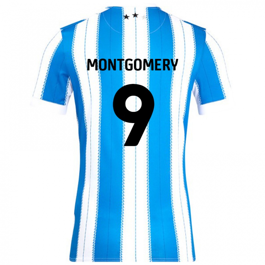 Niño Camiseta Ria Montgomery #9 Azul Blanco 1ª Equipación 2024/25 La Camisa