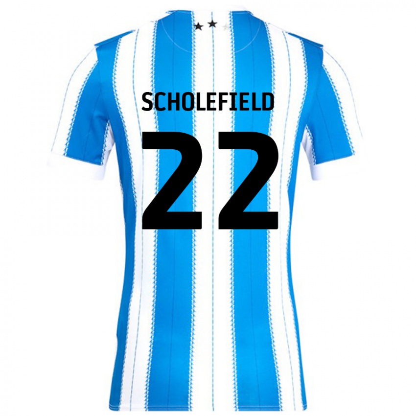 Niño Camiseta Lois Scholefield #22 Azul Blanco 1ª Equipación 2024/25 La Camisa