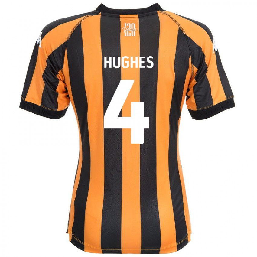 Niño Camiseta Charlie Hughes #4 Negro Ámbar 1ª Equipación 2024/25 La Camisa