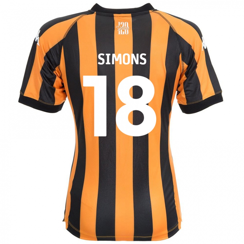 Niño Camiseta Xavier Simons #18 Negro Ámbar 1ª Equipación 2024/25 La Camisa