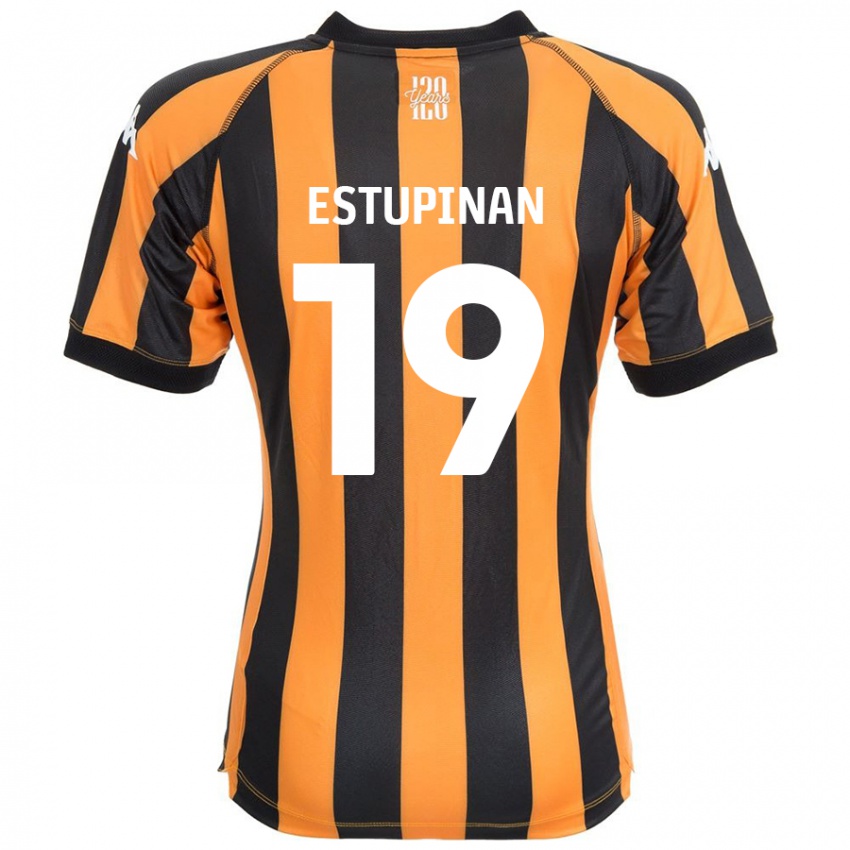 Niño Camiseta Óscar Estupiñán #19 Negro Ámbar 1ª Equipación 2024/25 La Camisa