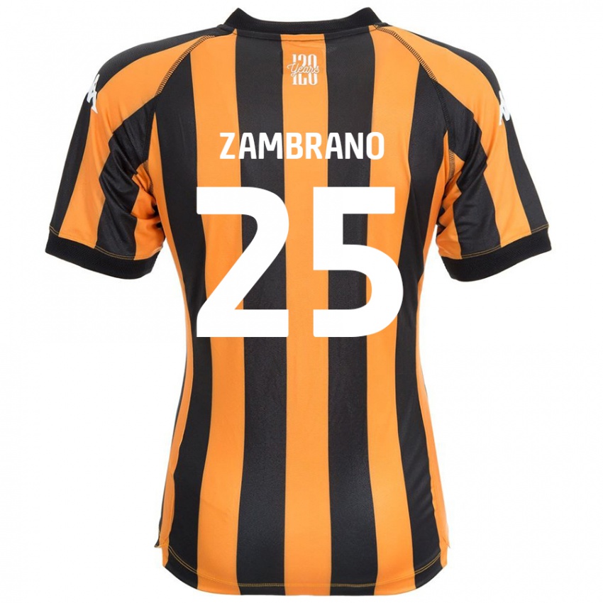 Niño Camiseta Óscar Zambrano #25 Negro Ámbar 1ª Equipación 2024/25 La Camisa