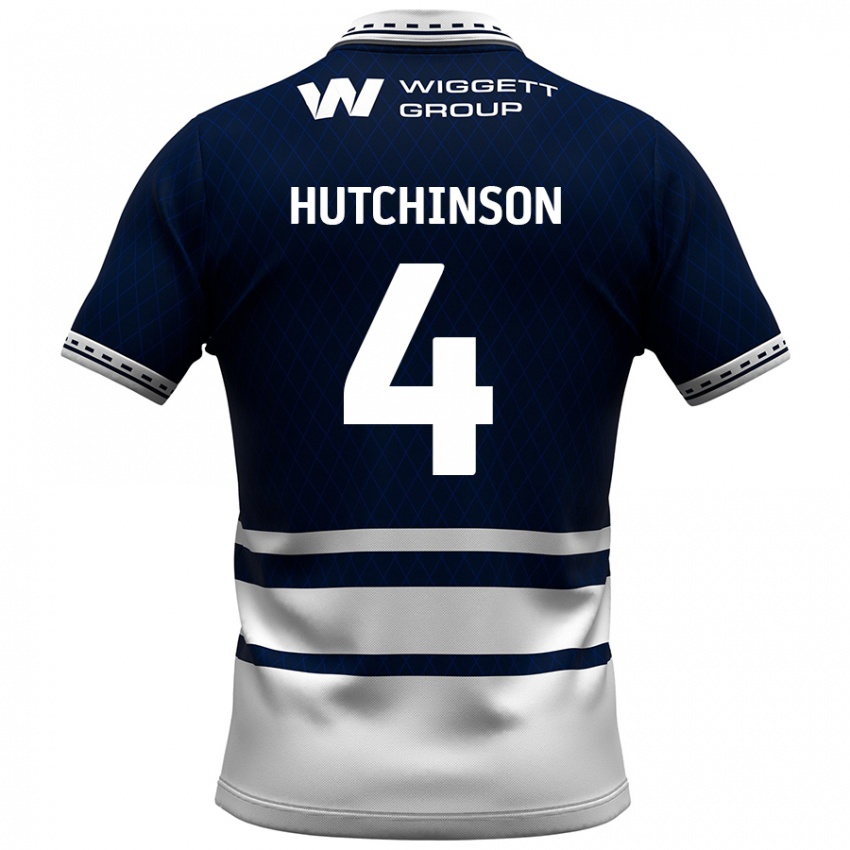 Niño Camiseta Shaun Hutchinson #4 Azul Marino Blanco 1ª Equipación 2024/25 La Camisa