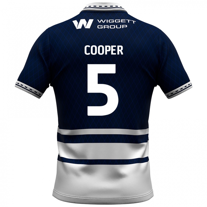 Niño Camiseta Jake Cooper #5 Azul Marino Blanco 1ª Equipación 2024/25 La Camisa