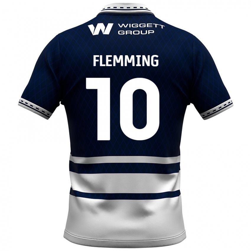 Niño Camiseta Zian Flemming #10 Azul Marino Blanco 1ª Equipación 2024/25 La Camisa