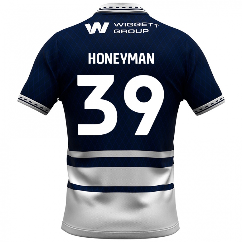 Niño Camiseta George Honeyman #39 Azul Marino Blanco 1ª Equipación 2024/25 La Camisa