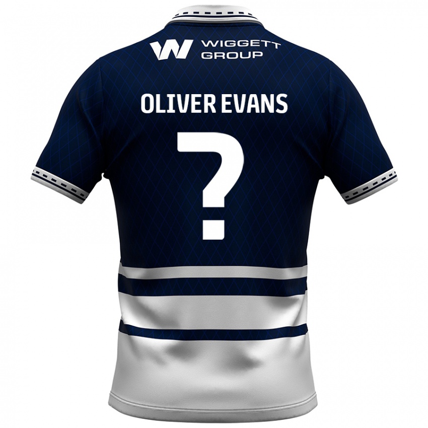 Niño Camiseta Oliver Evans #0 Azul Marino Blanco 1ª Equipación 2024/25 La Camisa