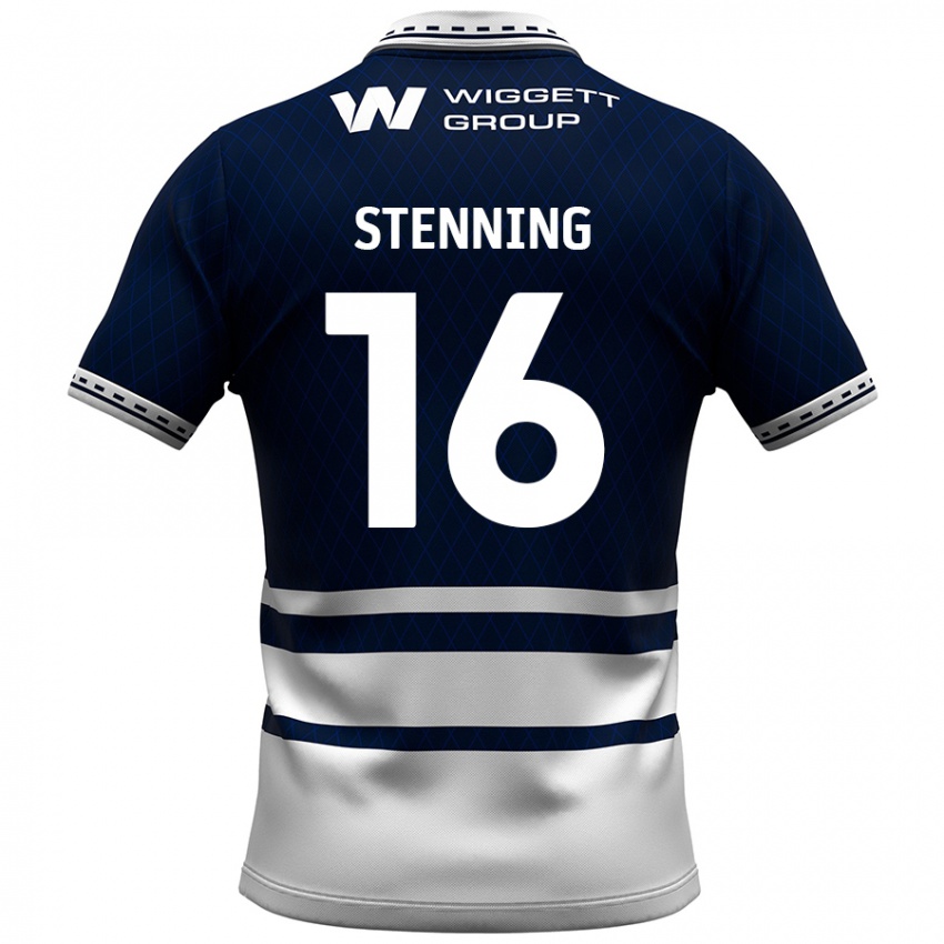 Niño Camiseta Ellie Stenning #16 Azul Marino Blanco 1ª Equipación 2024/25 La Camisa