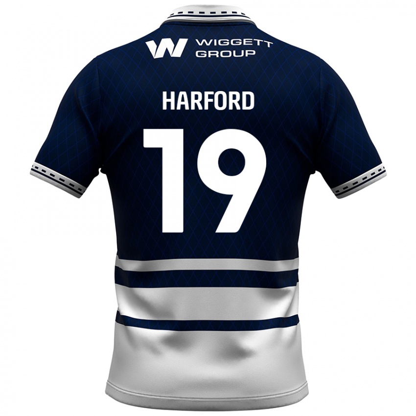 Niño Camiseta Beth Harford #19 Azul Marino Blanco 1ª Equipación 2024/25 La Camisa