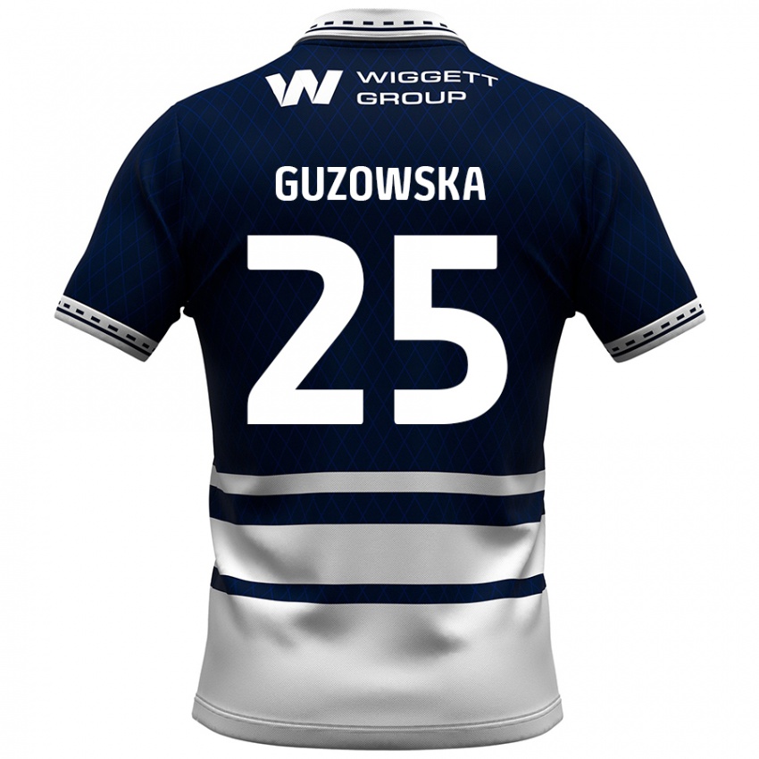 Niño Camiseta Sara Guzowska #25 Azul Marino Blanco 1ª Equipación 2024/25 La Camisa