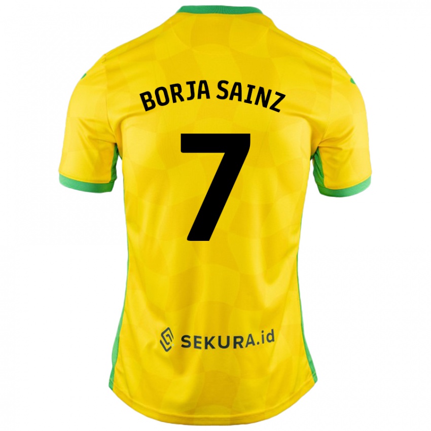 Niño Camiseta Borja Sainz #7 Amarillo Verde 1ª Equipación 2024/25 La Camisa