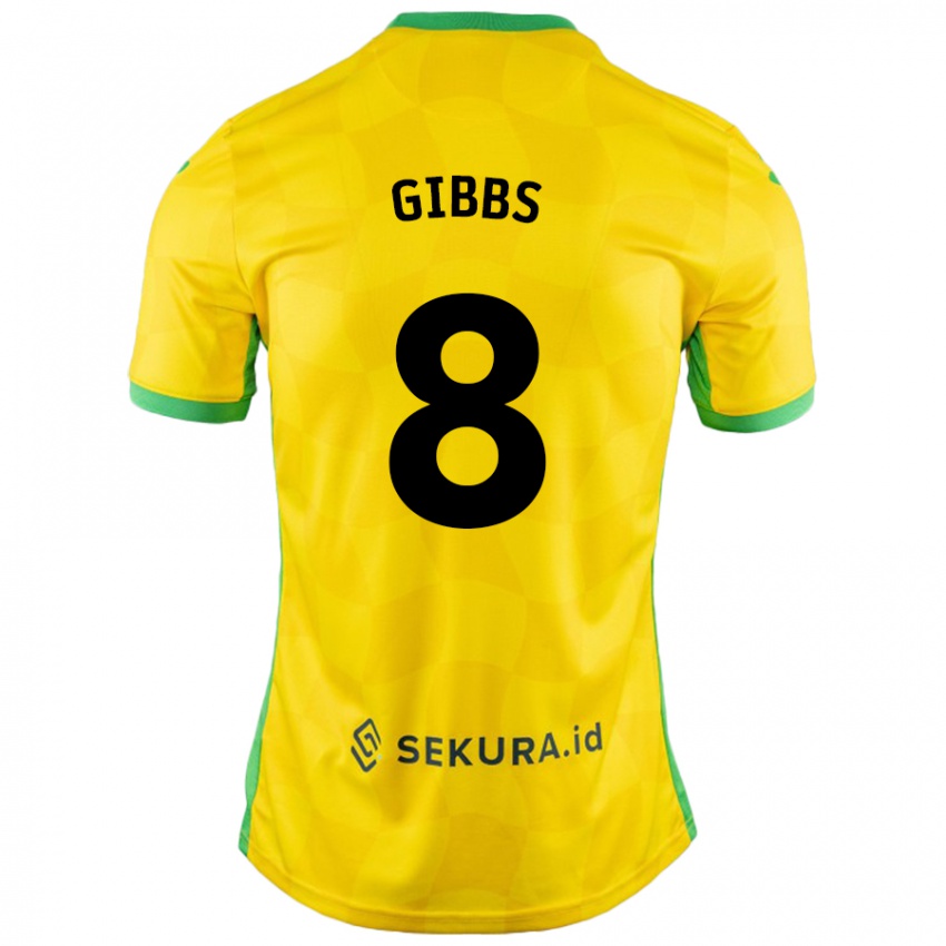 Niño Camiseta Liam Gibbs #8 Amarillo Verde 1ª Equipación 2024/25 La Camisa