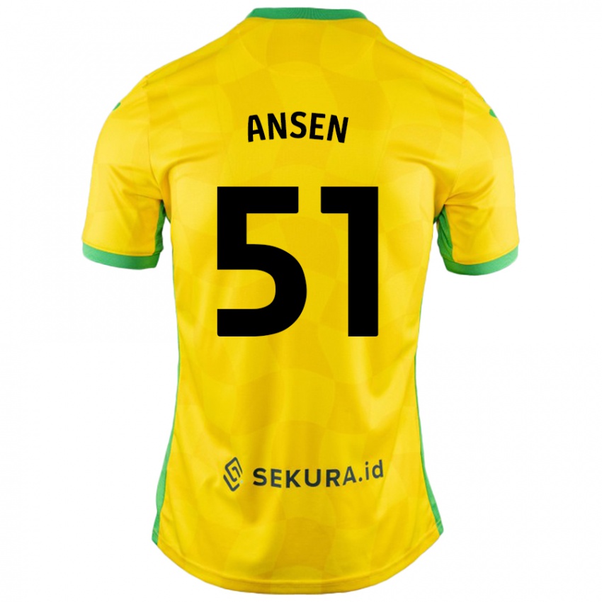 Niño Camiseta Caleb Ansen #51 Amarillo Verde 1ª Equipación 2024/25 La Camisa